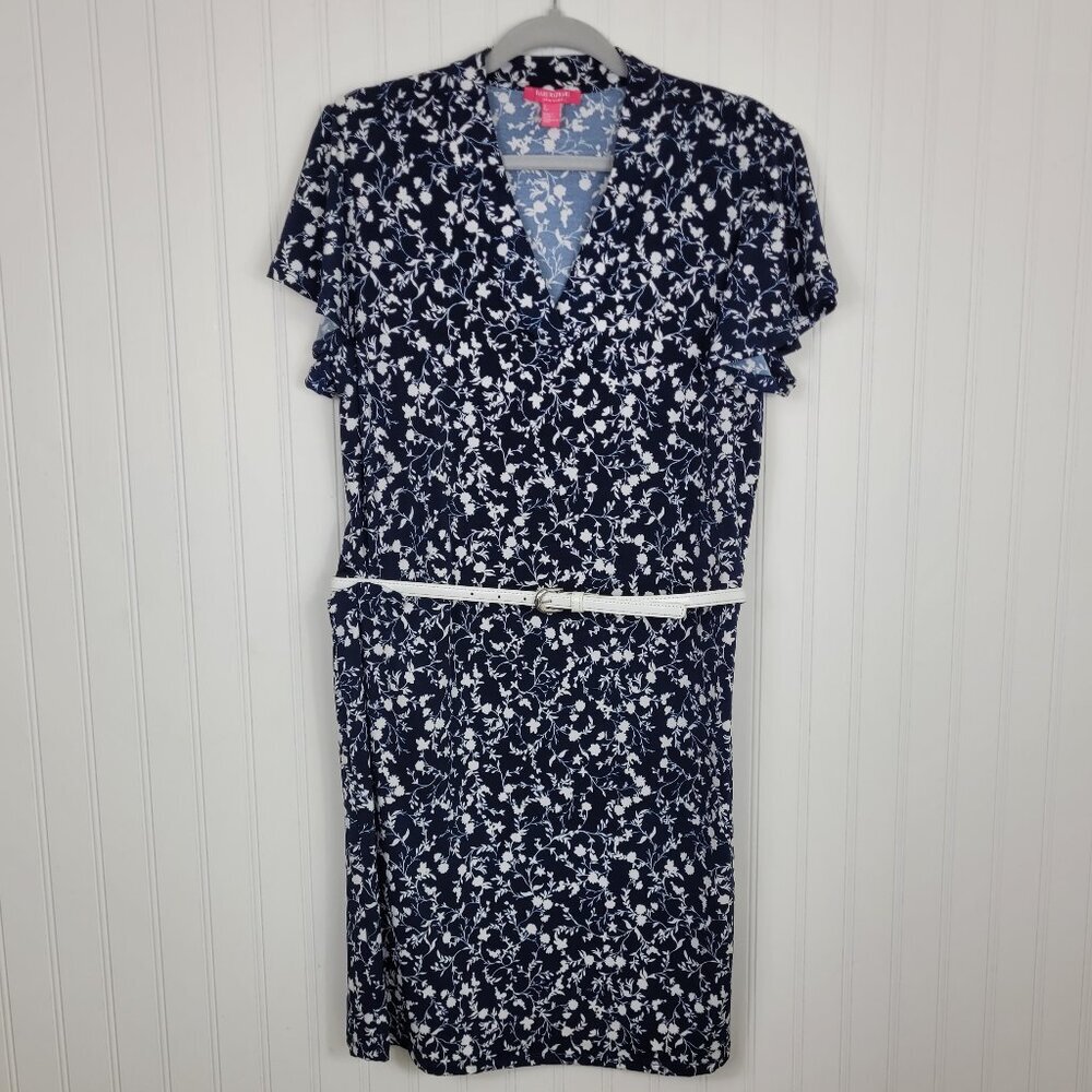 Isaac Mizrahi Women's Short Sleeve V-Neck Black White design SZ SP-M